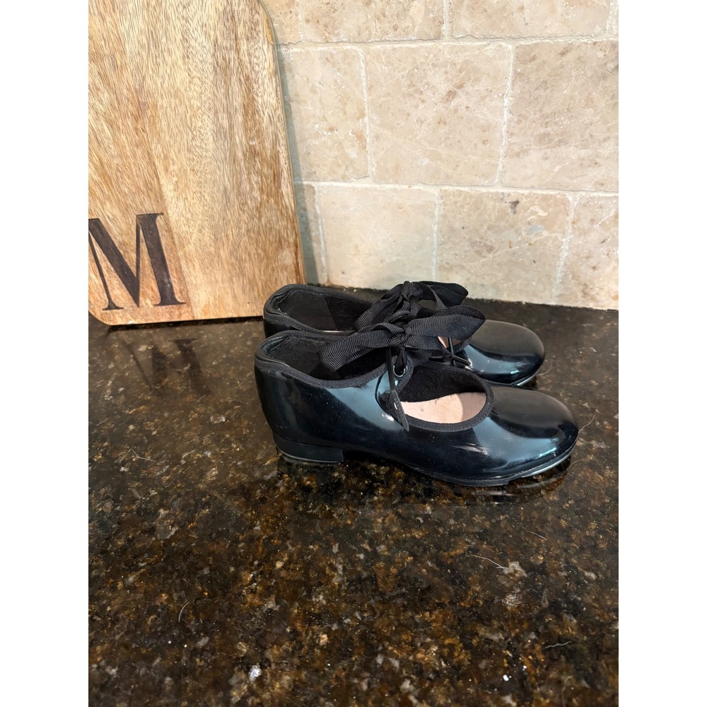 Capezio Kids Black Patent Tele Tone Tap Shoes N625C Size 12.5 M